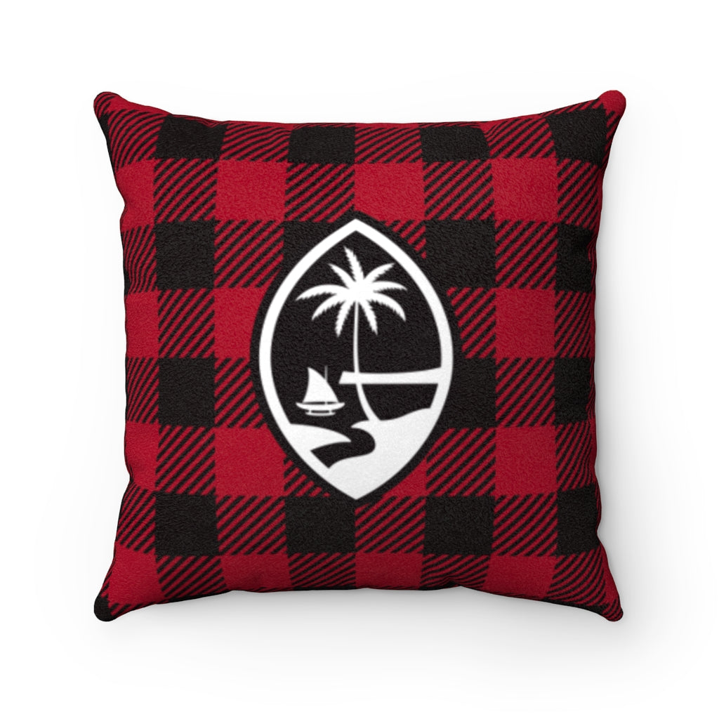 Guam Buffalo Plaid Christmas Faux Suede Square Pillow Case