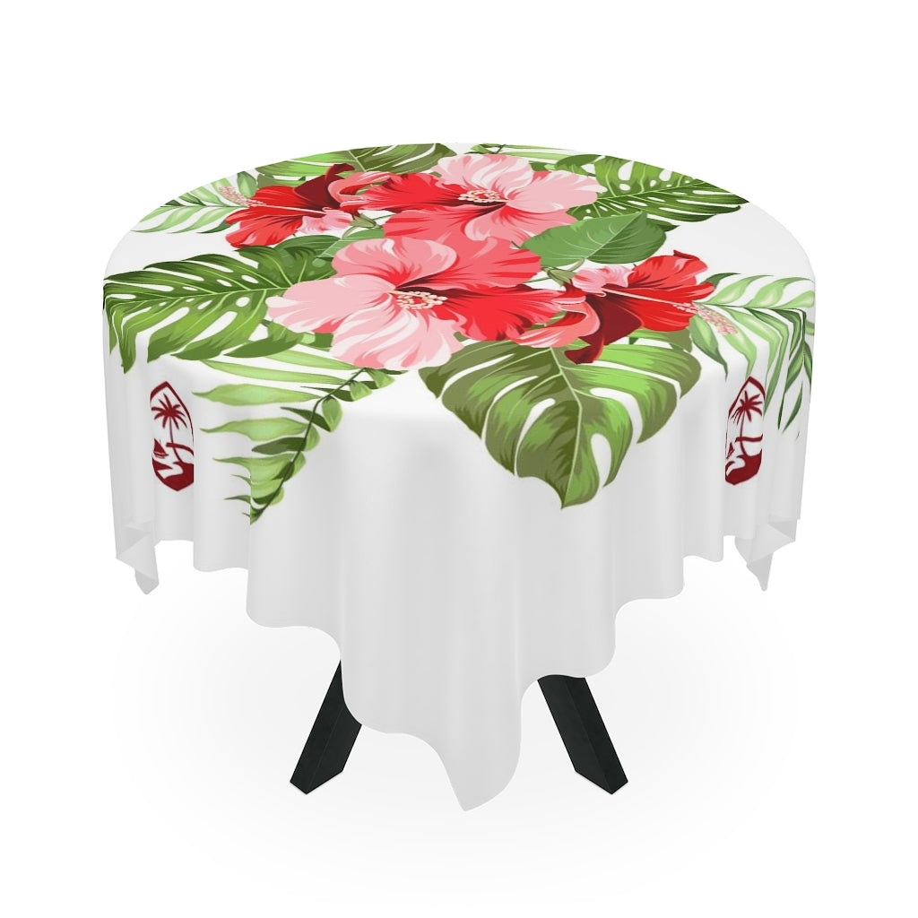 Guam Hibiscus Art Red Table Cloth