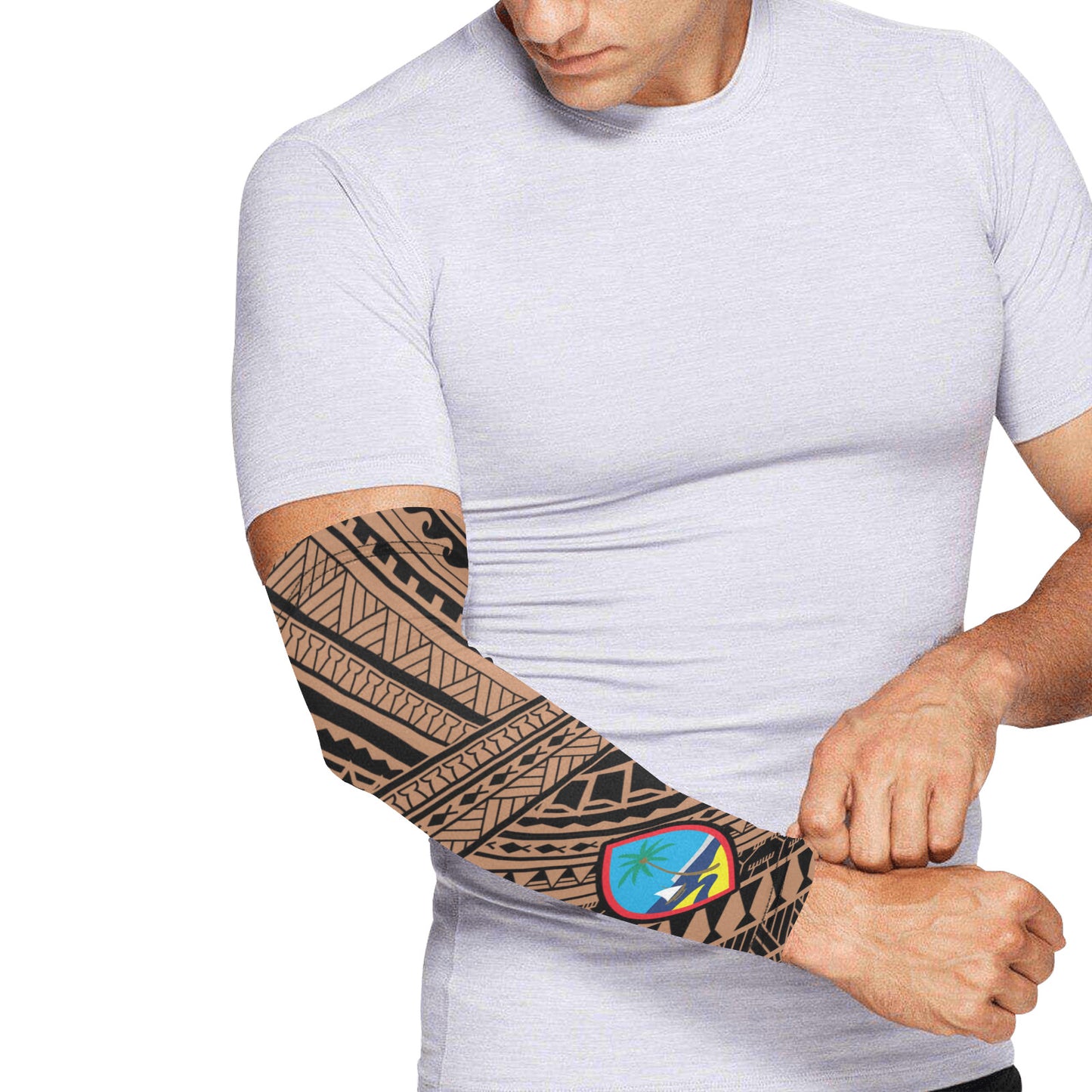 Guam Seal Tribal Brown Arm Sleeves (Set of 2)