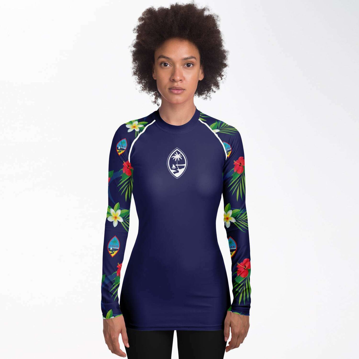 Guam Flag Flowers Women's Rashguard