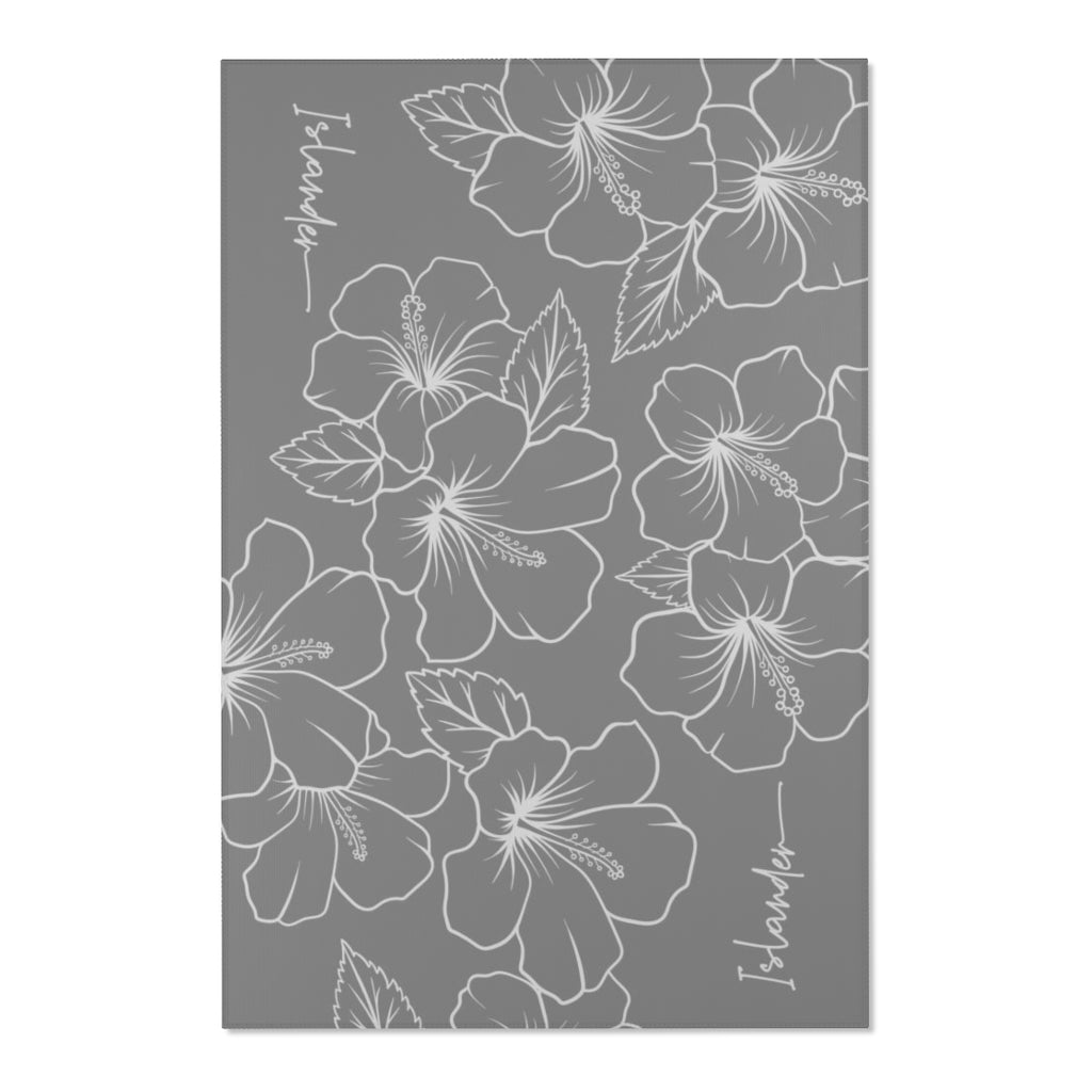 Guam CNMI Modern Hibiscus Gray Area Rug