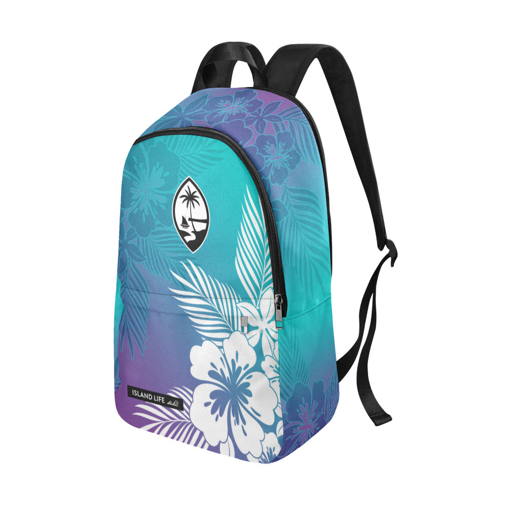 Guam Tropical Hibiscus Teal Purple Laptop Backpack