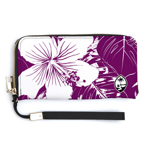 Guam Hibiscus Floral Purple Women’s Long Wallet Wristlet