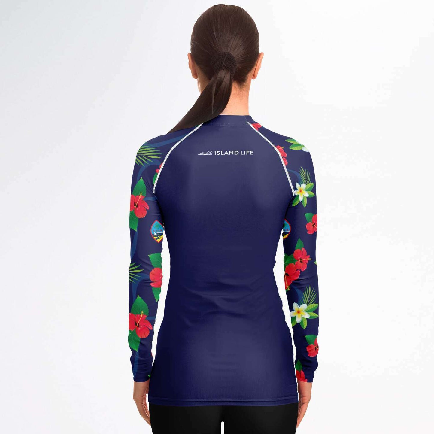 Guam Flag Flowers Women's Rashguard