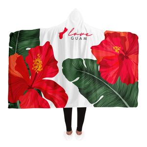 Guam Hibiscus Paradise Premium Sherpa Hooded Blanket