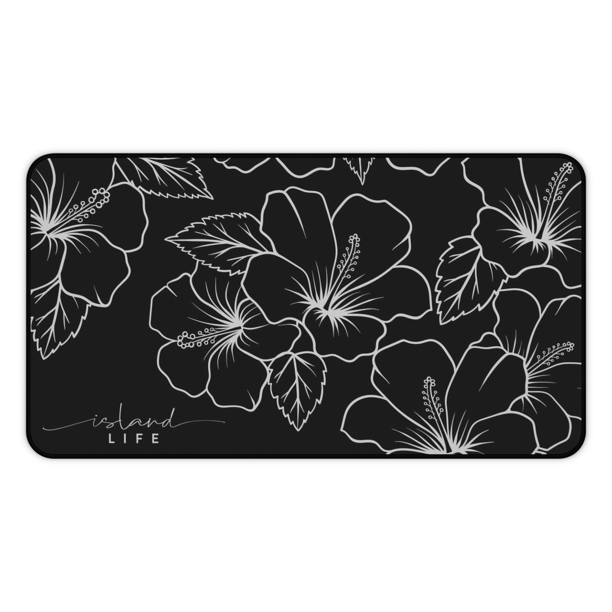 Guam CNMI Modern Hibiscus Black Gaming Pad Desk Mat