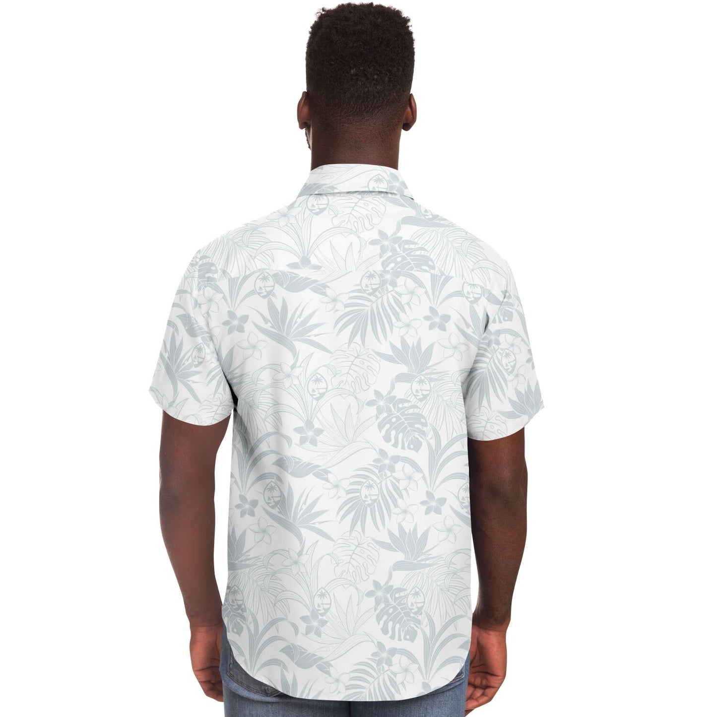 Guam Plumeria Tropical White Button Down Shirt