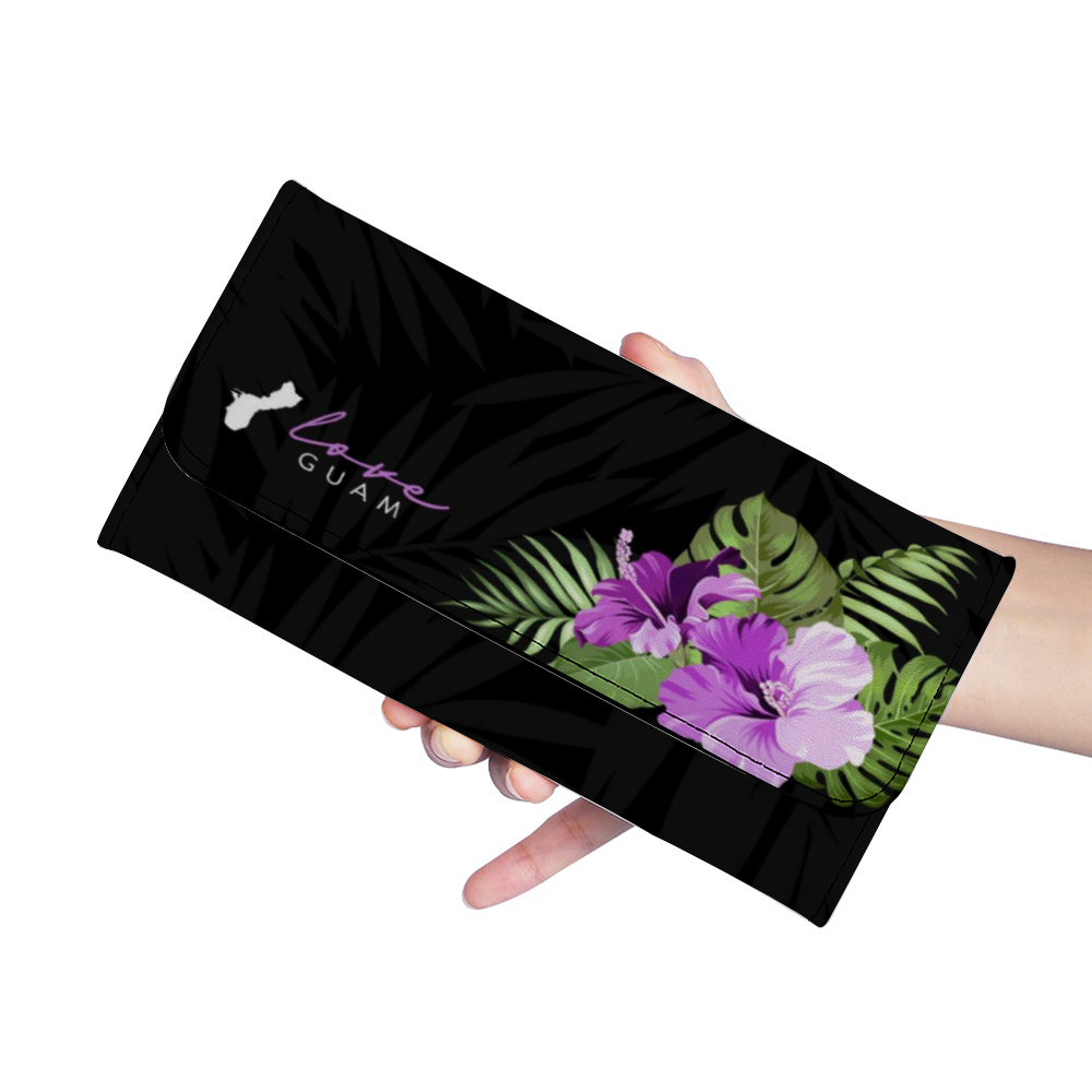 Love Guam Purple Hibiscus Trifold Women's Wallet