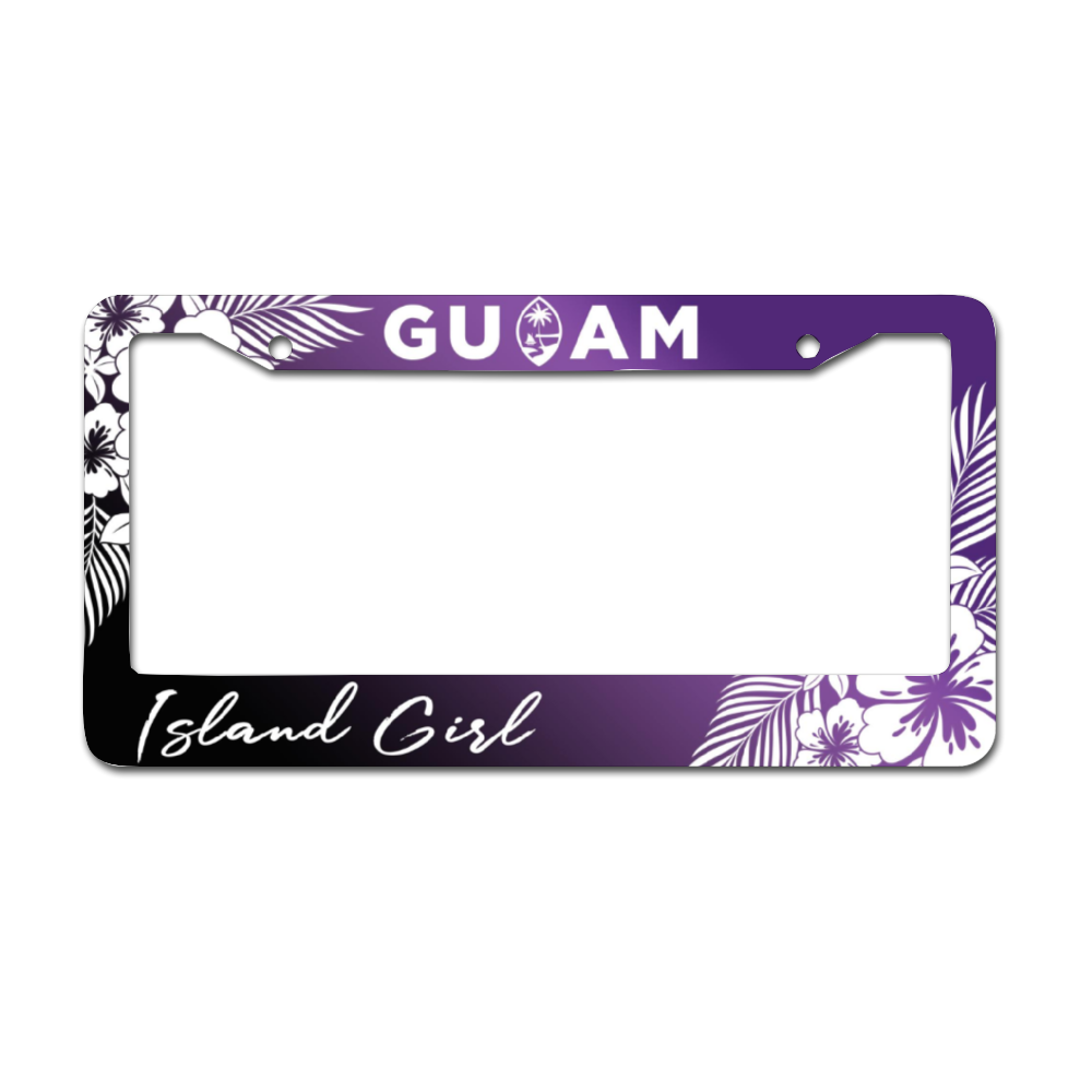 Guam Tropical Hibiscus Purple Aluminum License Plate Frame