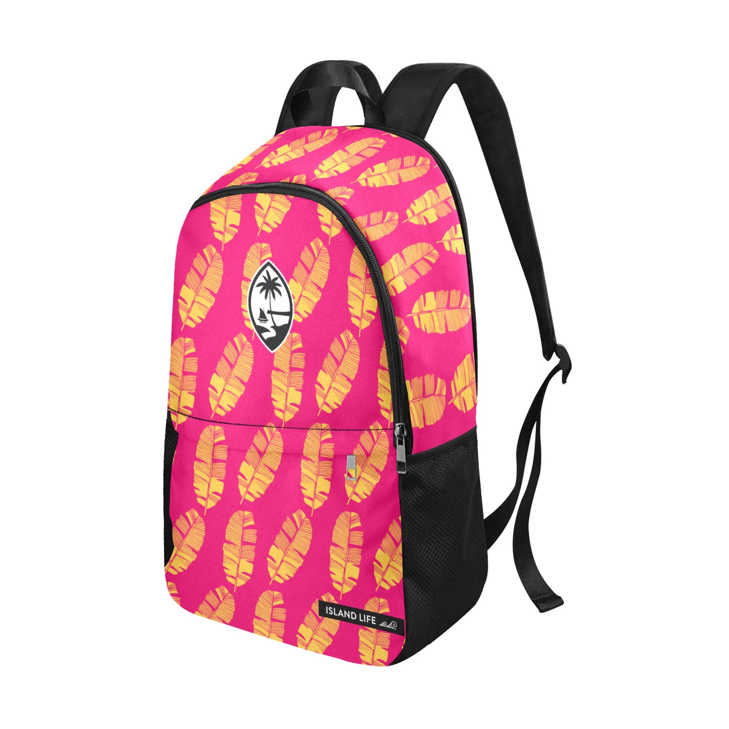 Guam Banana Leaves Pink Yellow Laptop Side Pockets Backpack