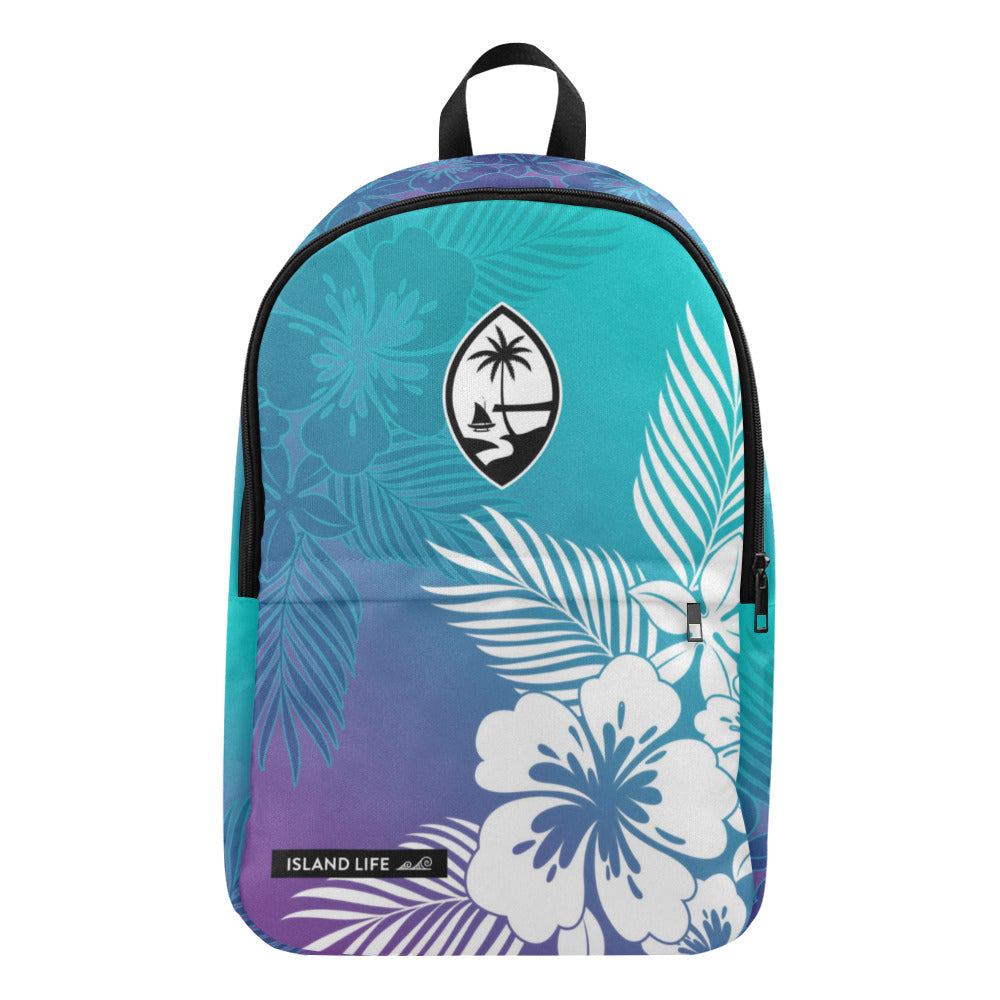 Guam Tropical Hibiscus Teal Purple Laptop Backpack
