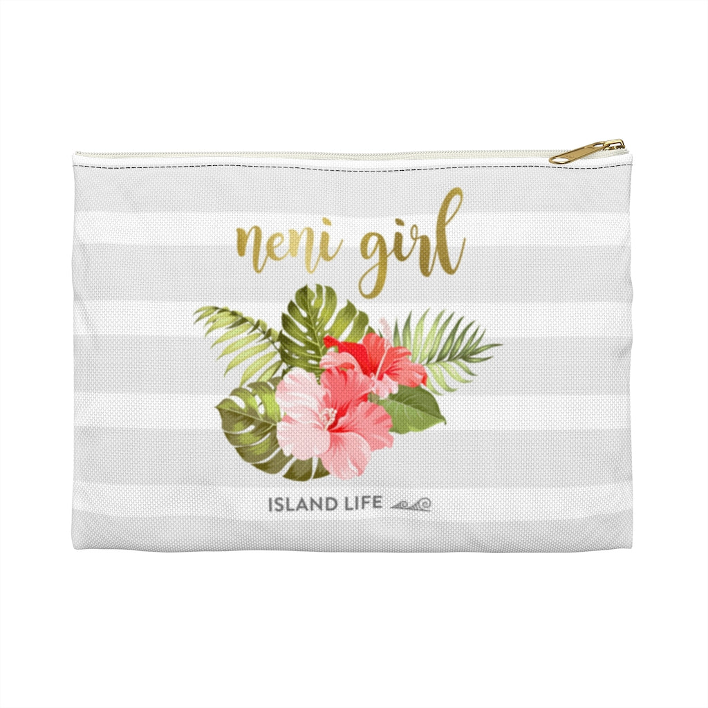Neni Girl Hibiscus Striped Accessories Carry All Pouch