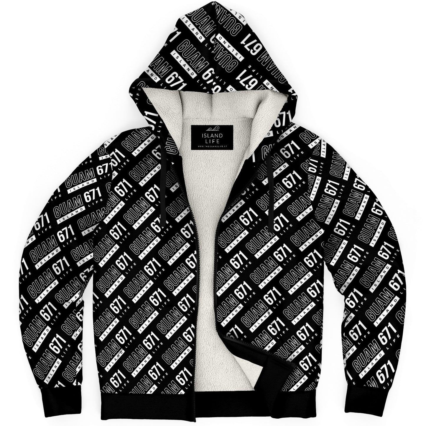 Guam 671 Black Microfleece Hoodie Jacket