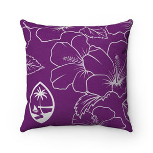 Guam Modern Hibiscus Purple Faux Suede Square Pillow Case
