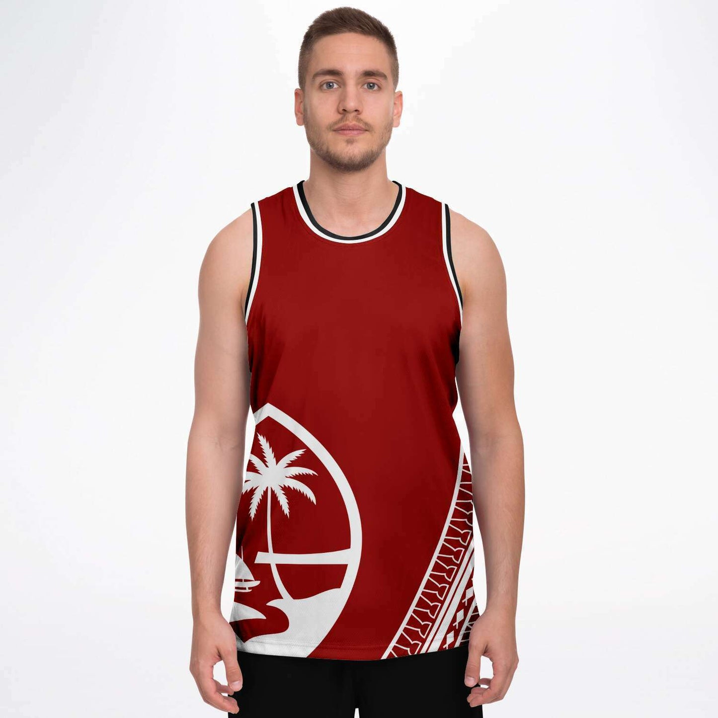 Guam Seal Tribal Red Basketball Jersey