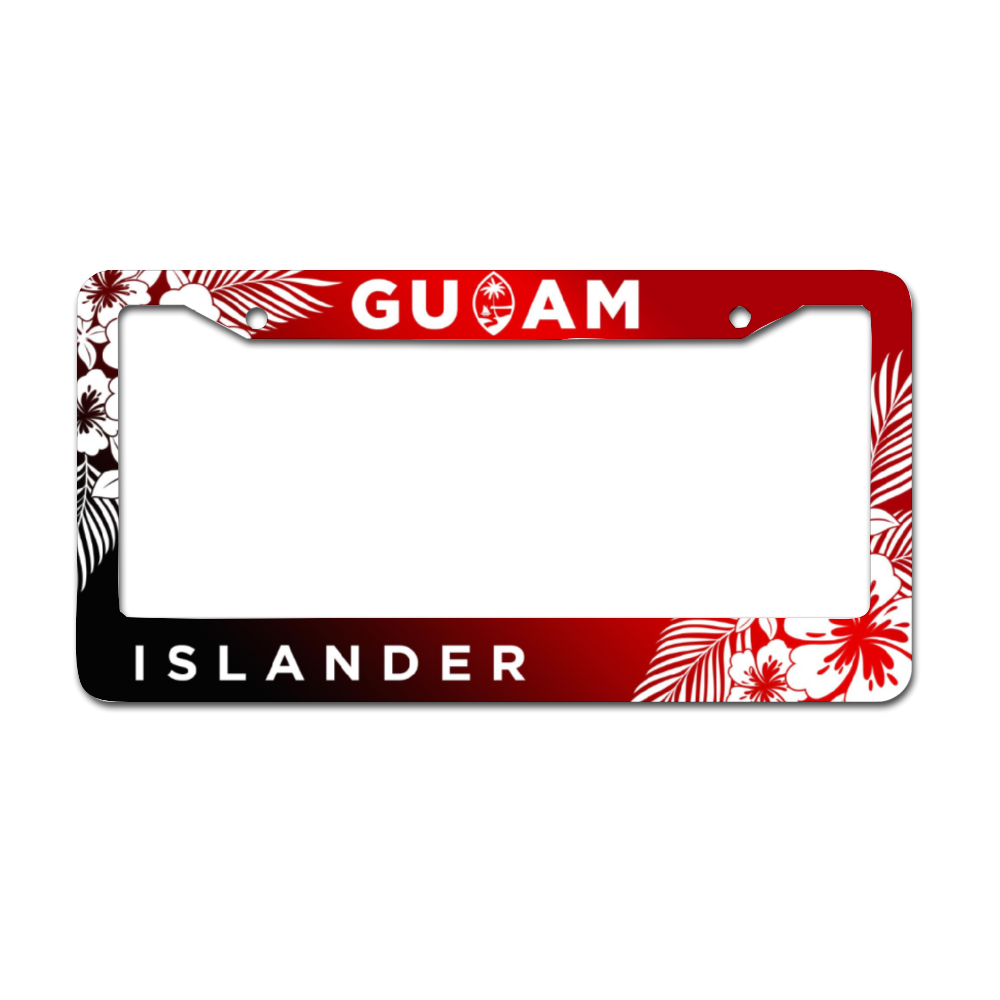 Islander Guam Tropical Hibiscus Red Aluminum License Plate Frame