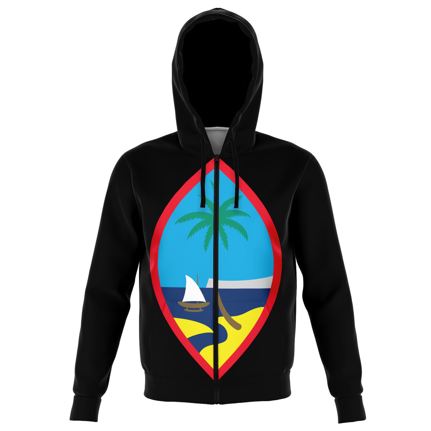 Guam Seal Black Zip Hoodie Jacket