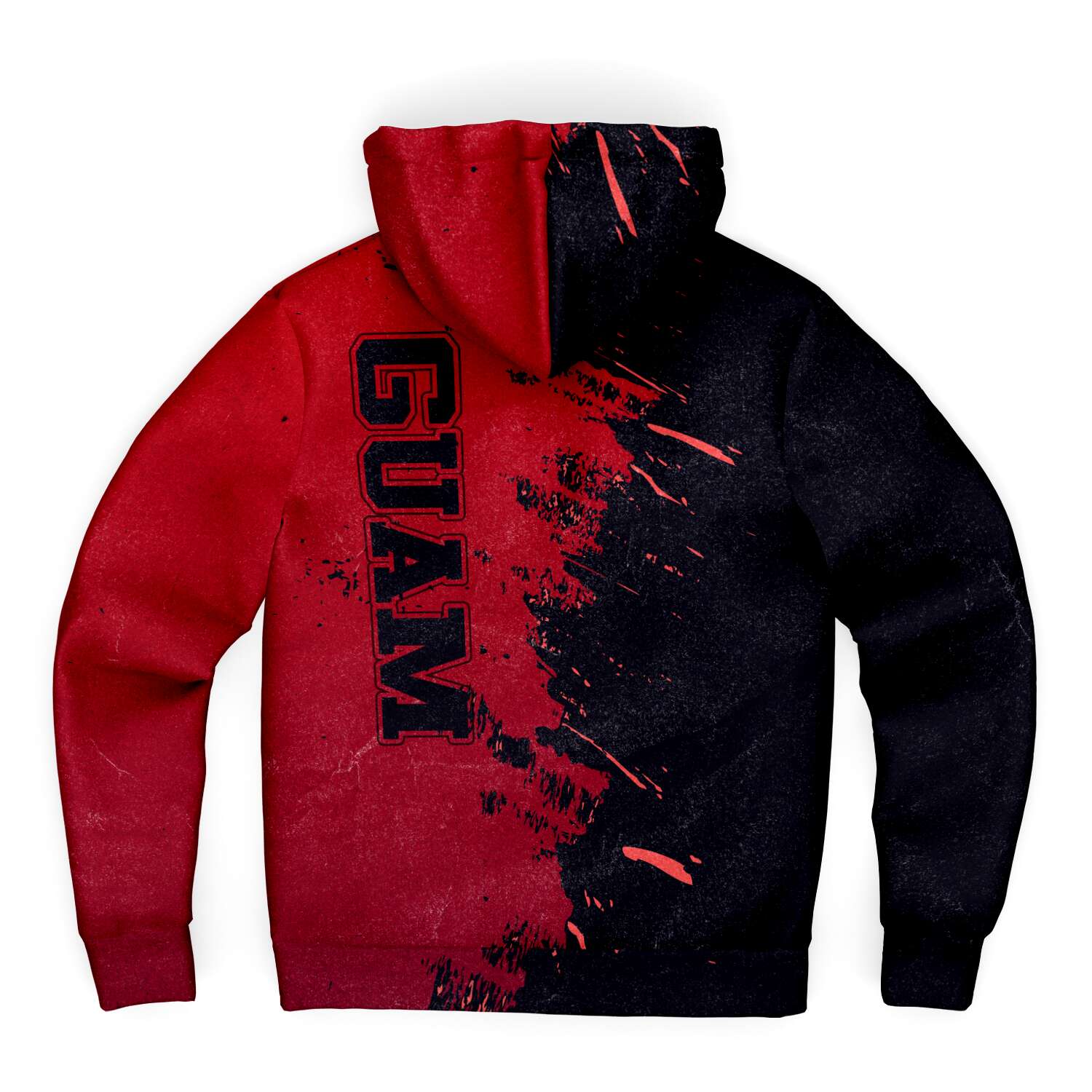 Guam Red Brush Stroke Microfleece Hoodie Jacket