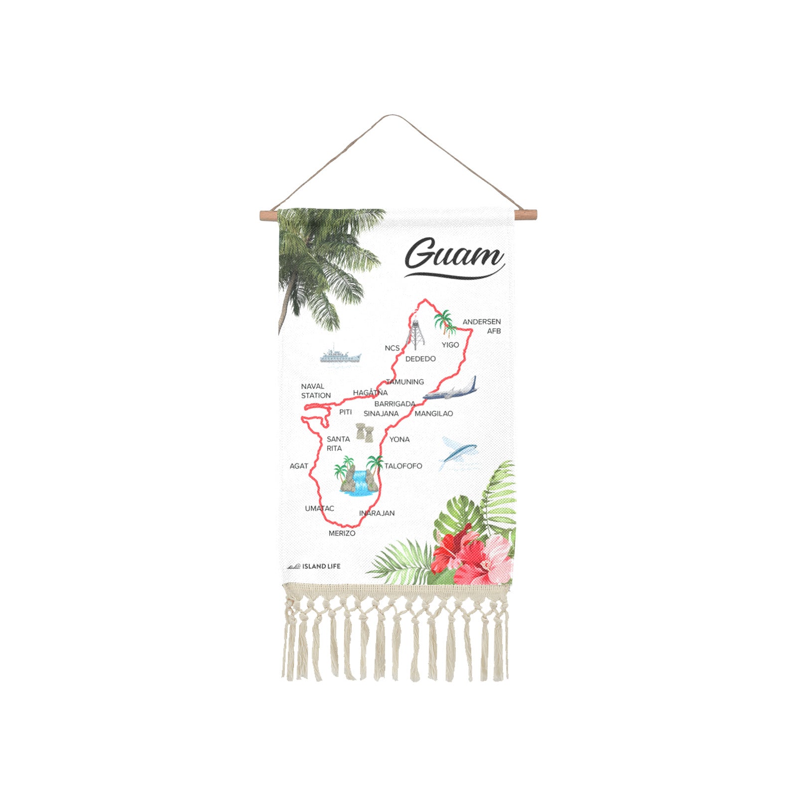 Guam Map Linen Hanging Poster