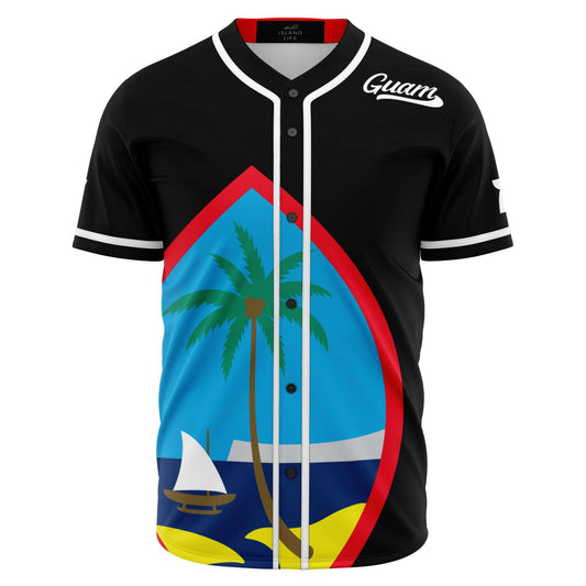 Guam Seal Black Baseball Jersey with Personalization