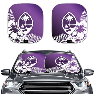 Guam Tropical Hibiscus Purple Car Sun Shade 2pcs