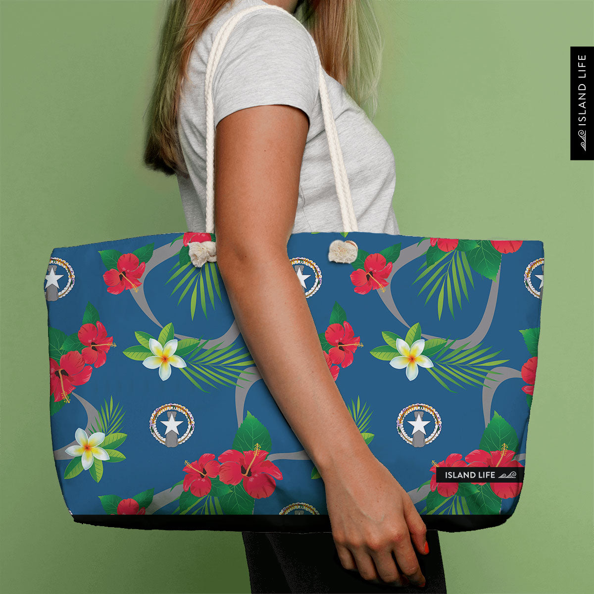 CNMI Flag Flowers Weekender Tote Bag