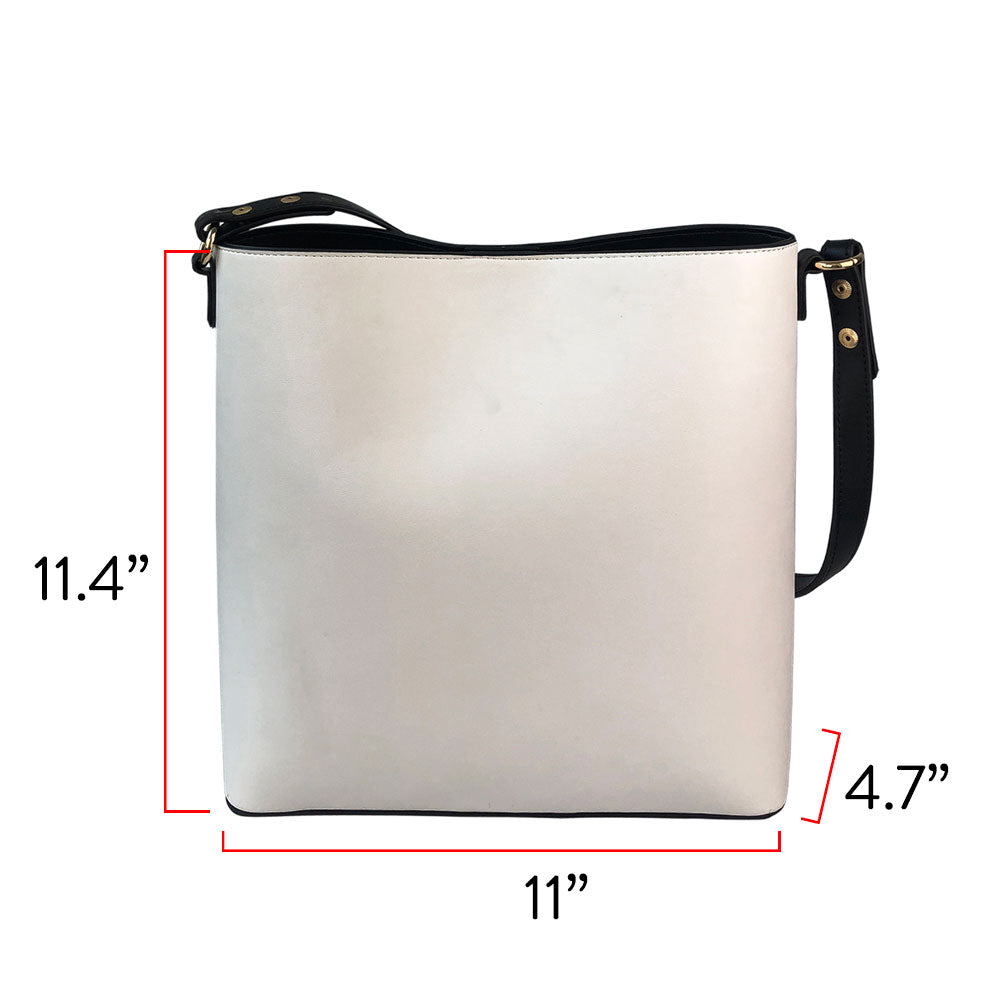 Modern Latte Stones Guam CNMI Black Vegan Leather Crossbody Large Shoulder Bag