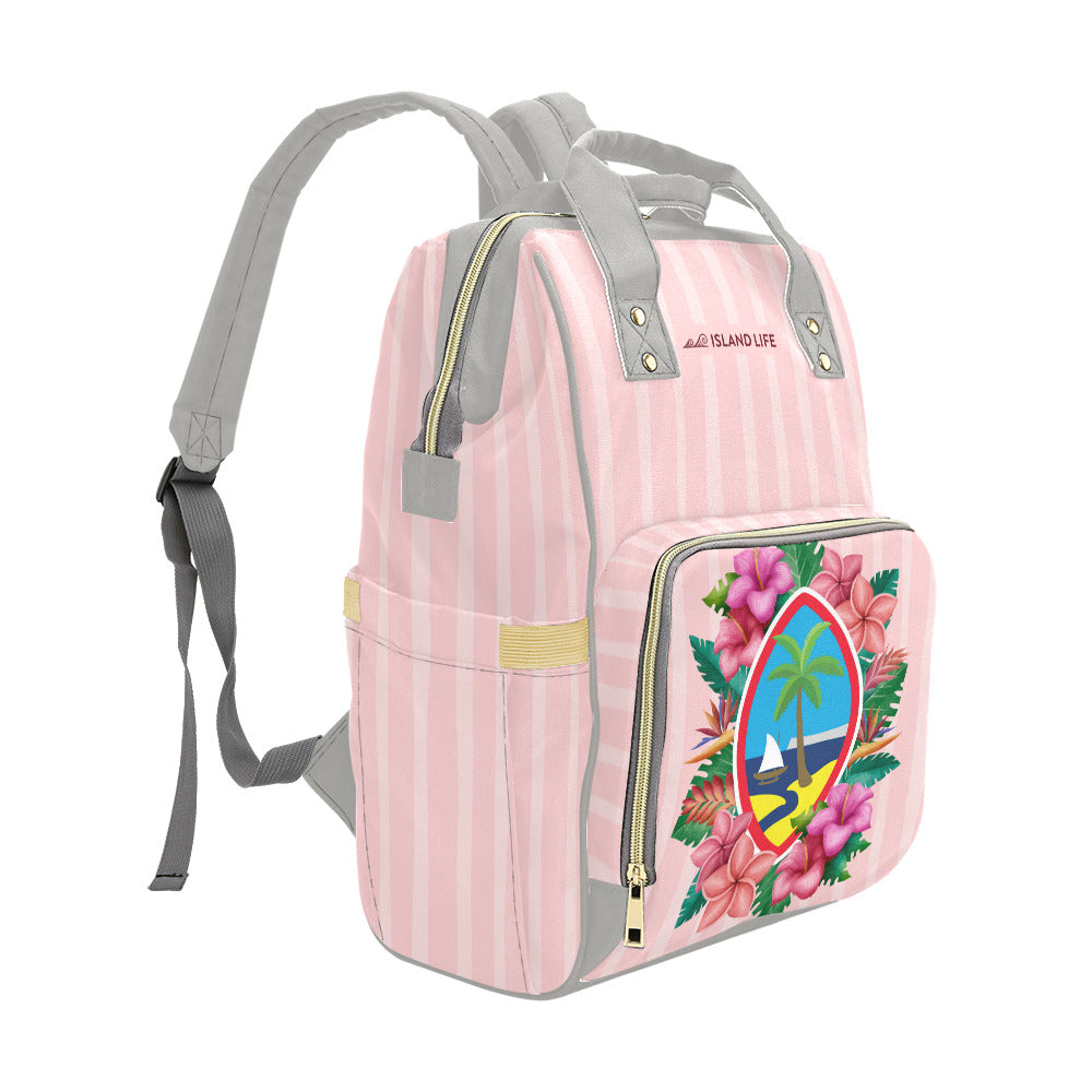 Guam Seal Pink Floral Baby Diaper Backpack Bag