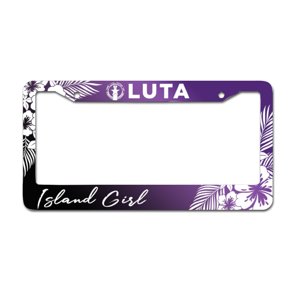 Luta Rota CNMI Tropical Hibiscus Purple Aluminum License Plate Frame