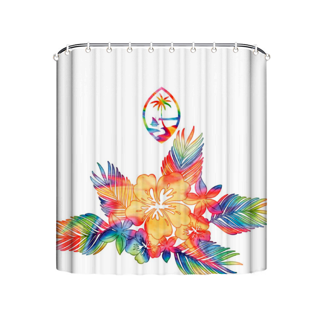 Guam Tropical Hibiscus Tie Dye Shower Curtain