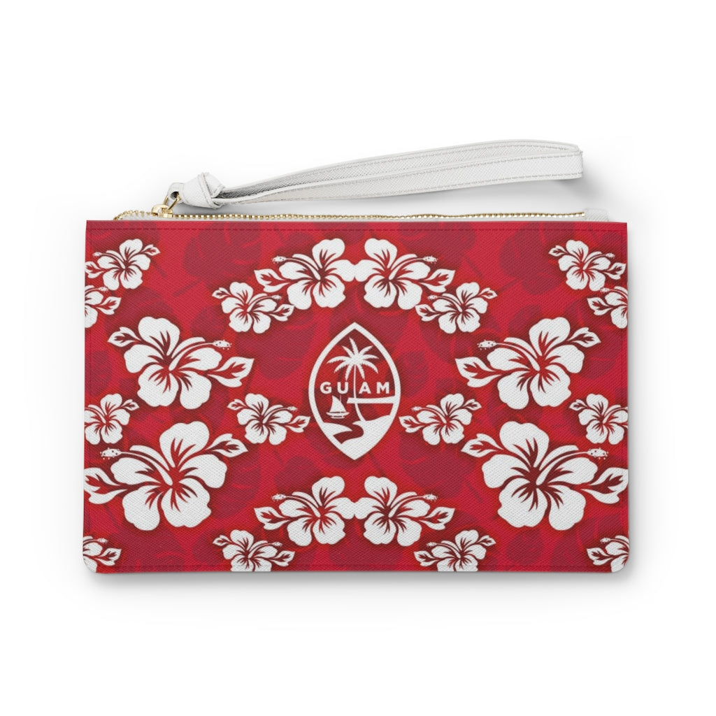 Guam Classic Red Hibiscus Clutch Bag