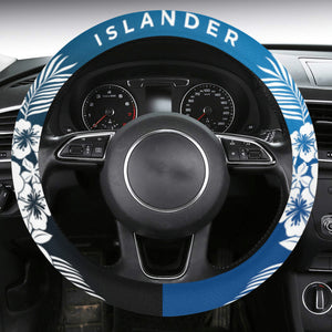 Tropical Hibiscus Islander Guam CNMI Blue Steering Wheel Cover with Anti-Slip Inser