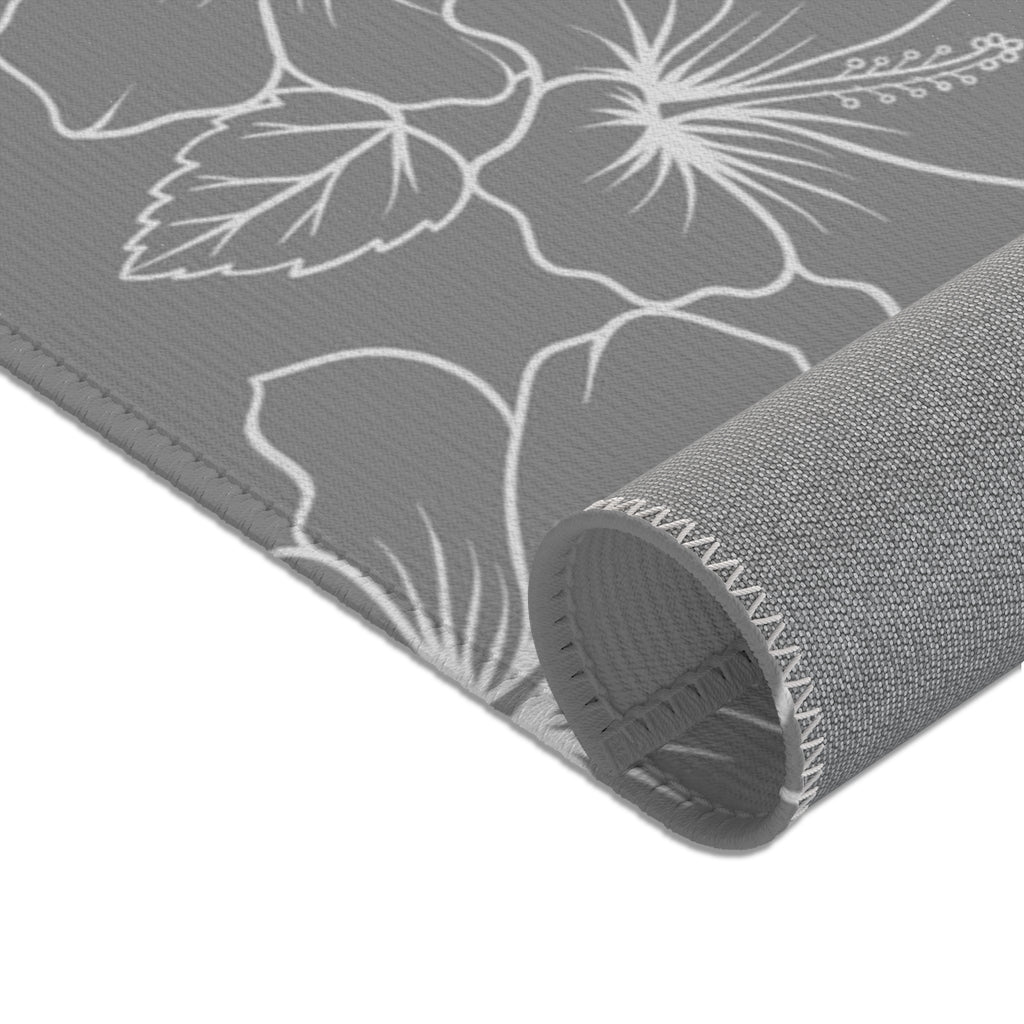 Guam CNMI Modern Hibiscus Gray Area Rug