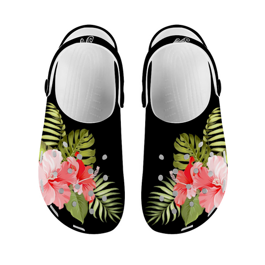 Guam CNMI Pink Hibiscus Unisex Rubber Clogs Sandals