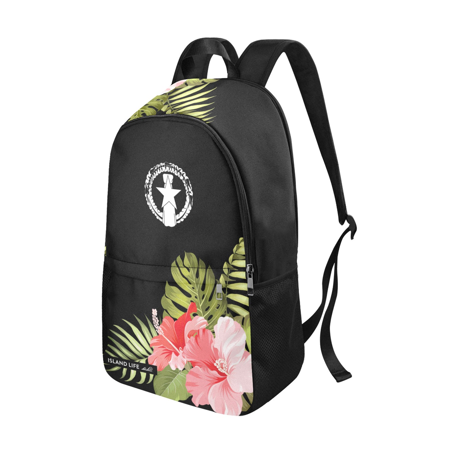 CNMI Saipan Tinian Rota Pink Hibiscus Laptop Side Pockets Backpack