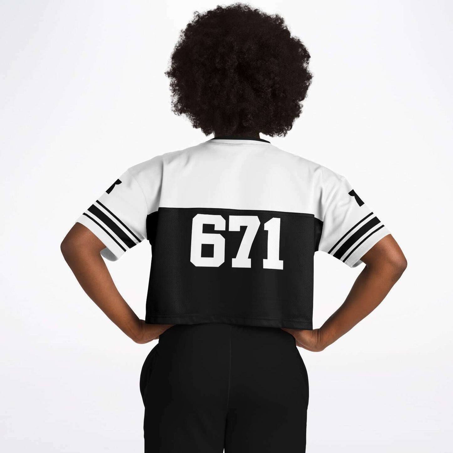 Guam Black and White Cropped Women's Football Jersey