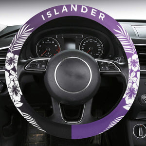 Tropical Hibiscus Islander Guam CNMI Purple Steering Wheel Cover with Anti-Slip Insert