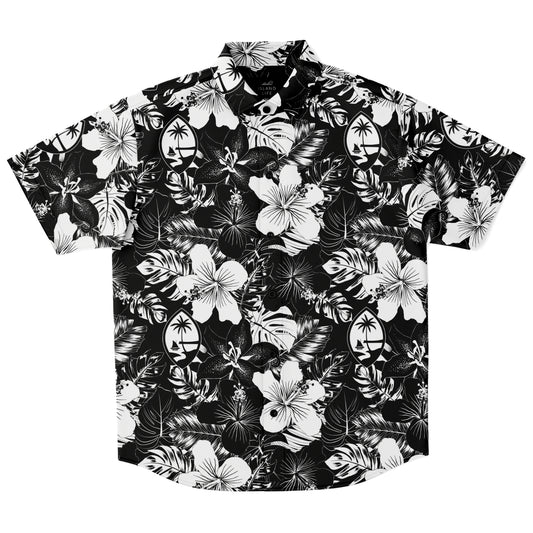 Guam Black Hibiscus Button Down Shirt Size Medium - Ready to Ship