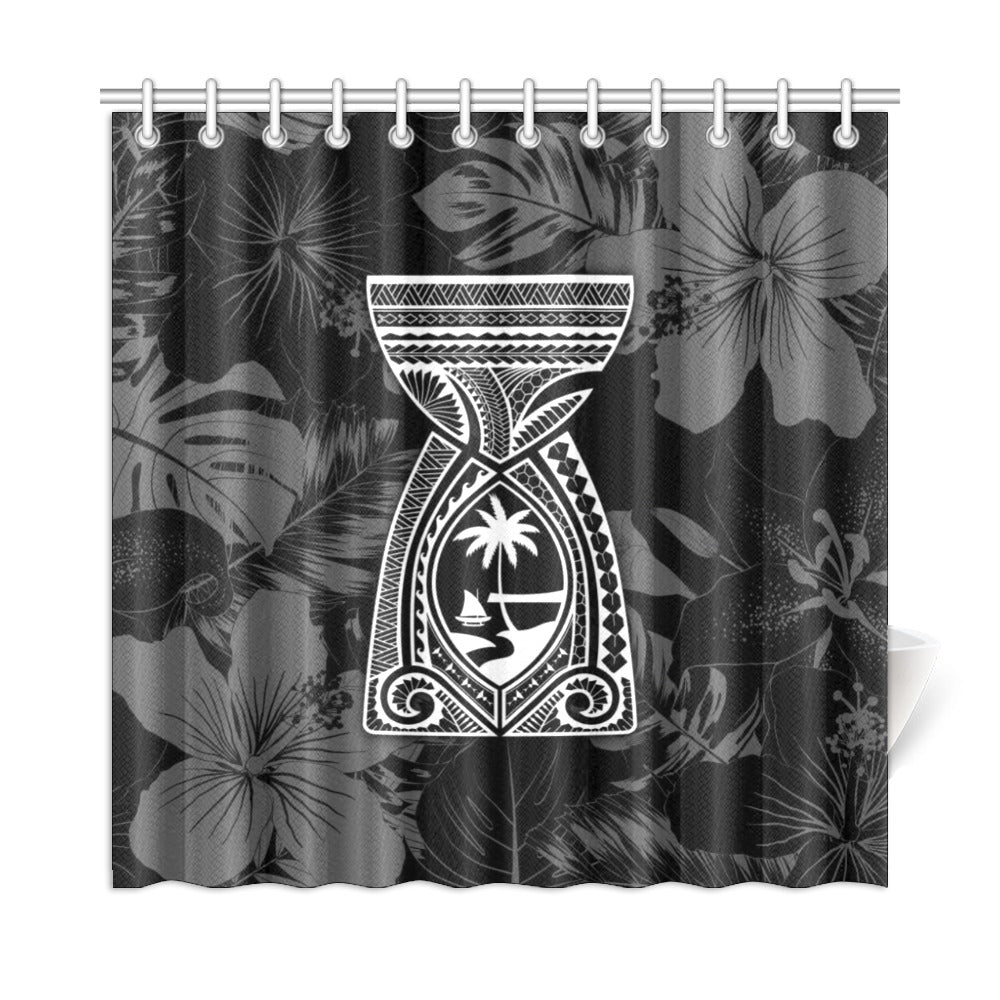 Guam Latte Stone Tribal Black Shower Curtain 72"x72"