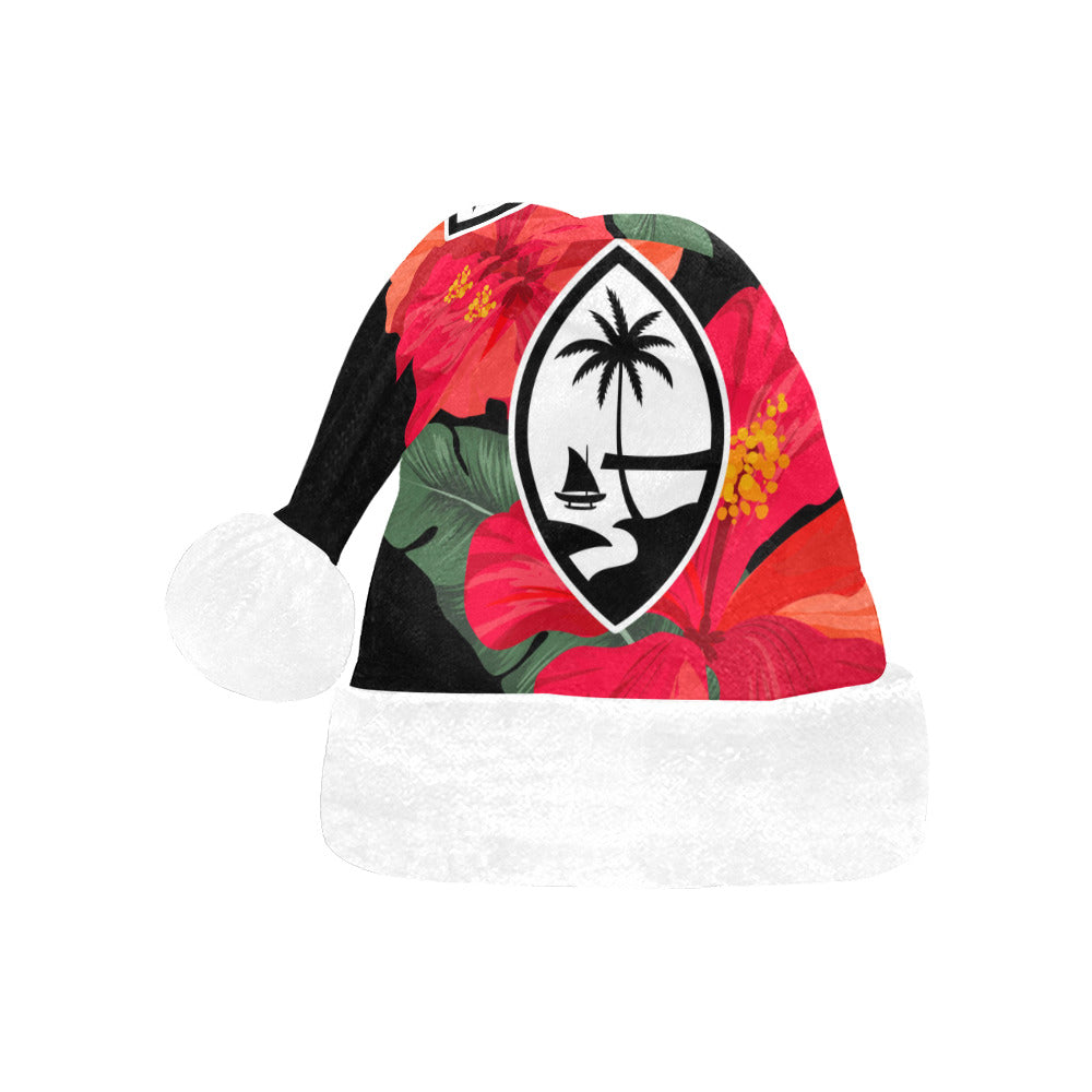 Guam Hibiscus Paradise Black Santa Hat