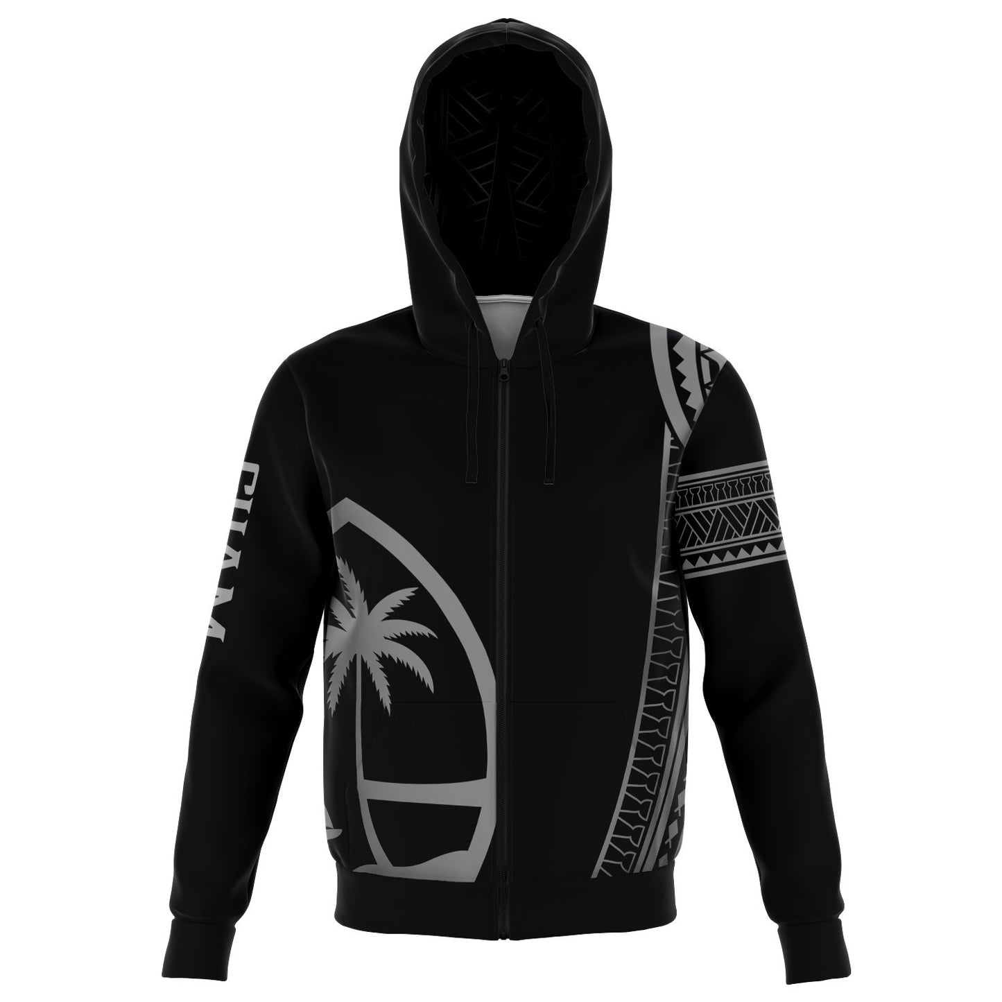 Guam Tribal Black Zip Hoodie Jacket