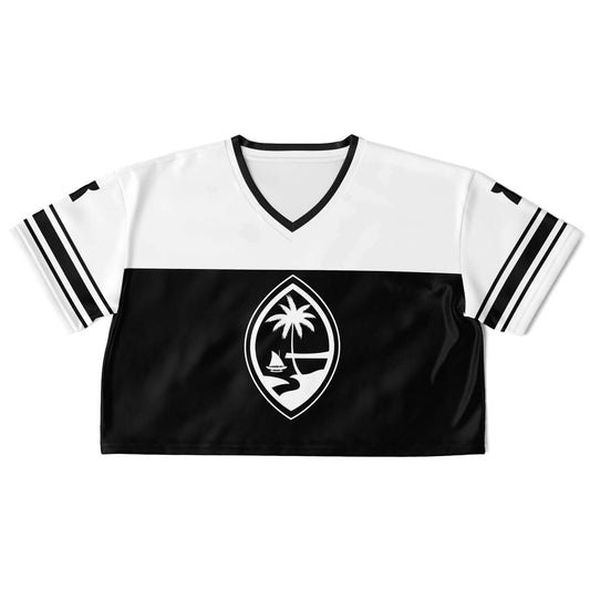 Guam Black and White Cropped Women's Football Jersey