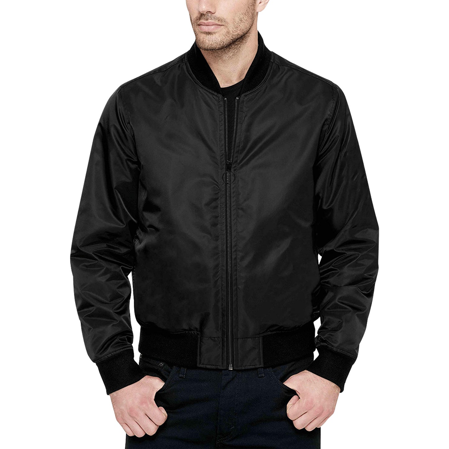 Guam Philippines Black Quilted Mens Bomber Jacket