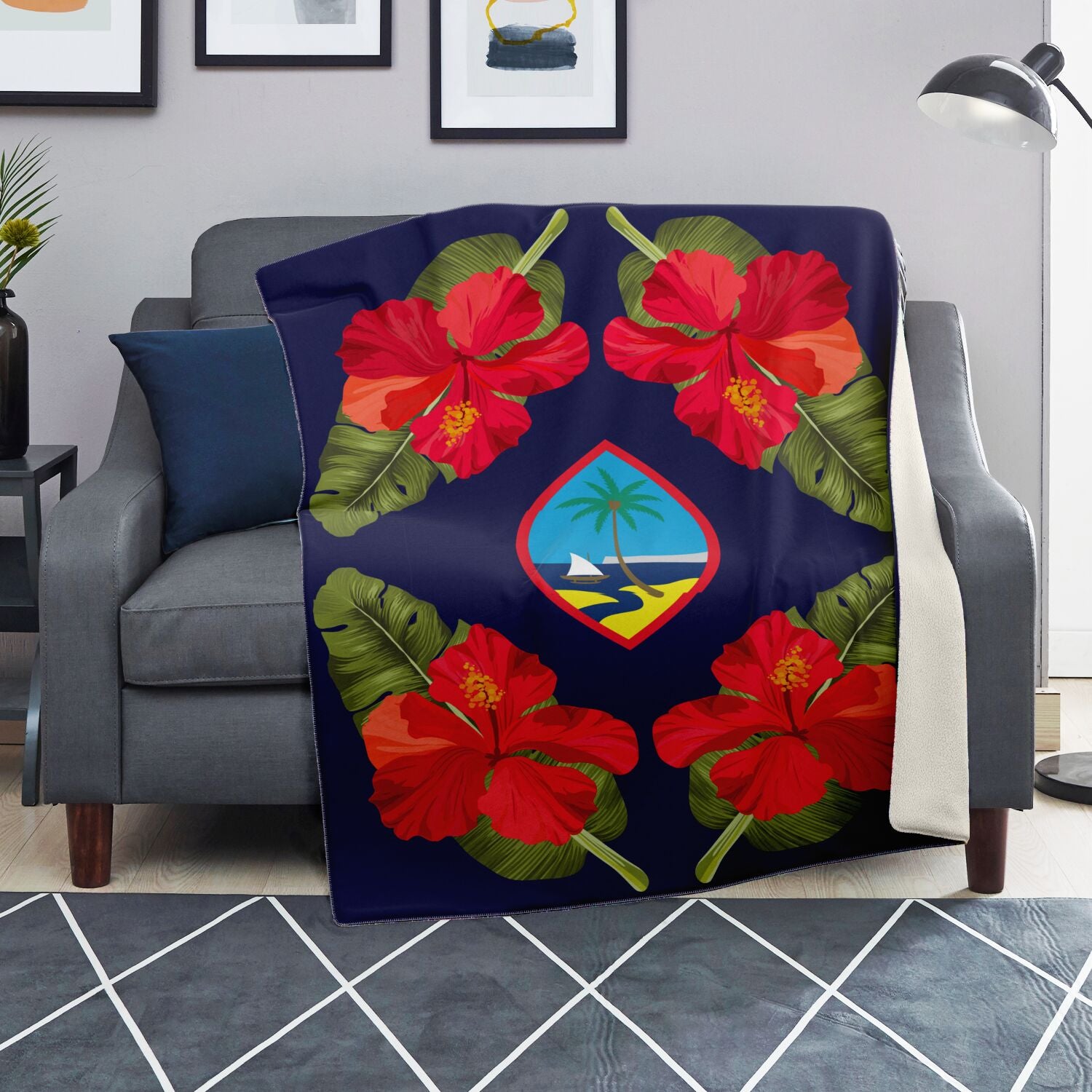 Guam Seal Hibiscus Paradise Microfleece Blanket