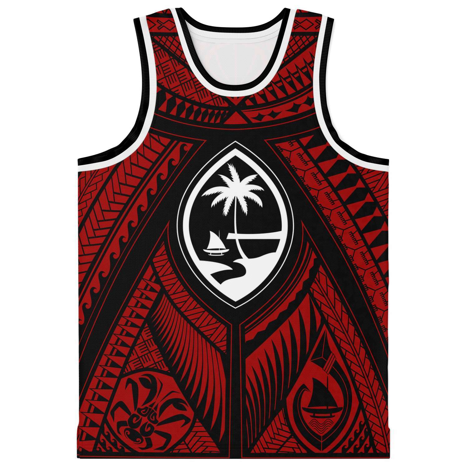 Subliminator Guahan Tribal Red Basketball Jersey 2XL