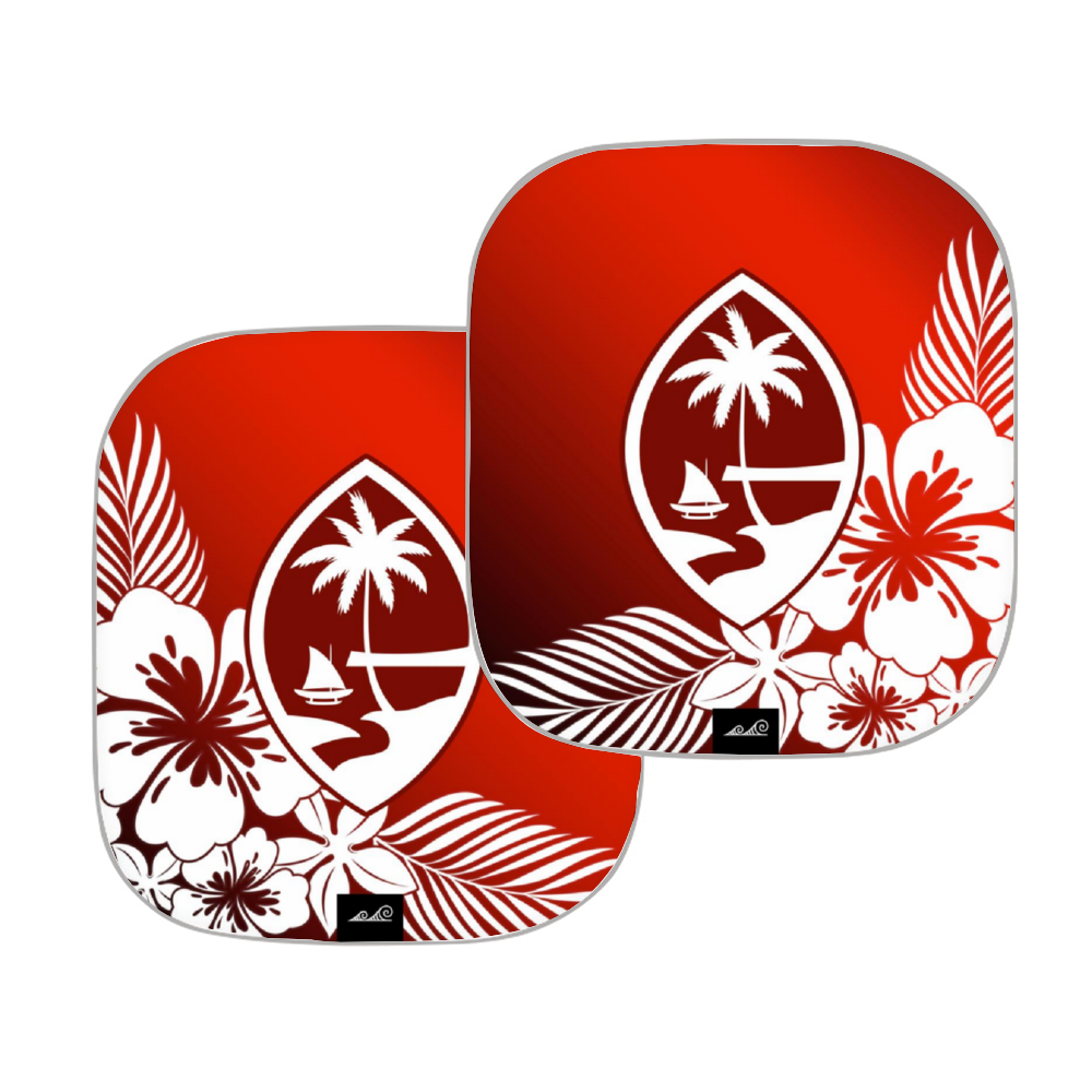 Guam Tropical Hibiscus Red Car Sun Shade 2pcs