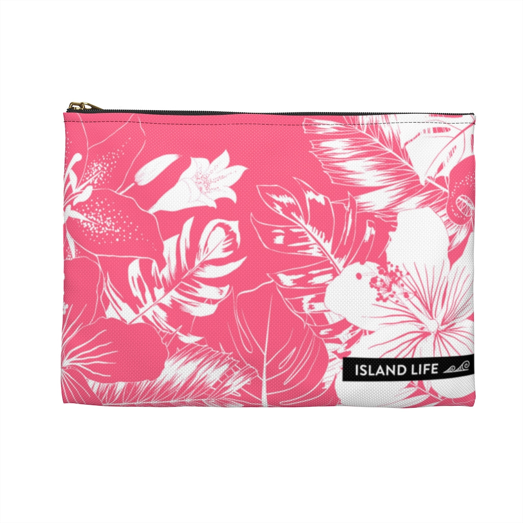 Guam CNMI Pink Floral Accessories Carry All Pouch