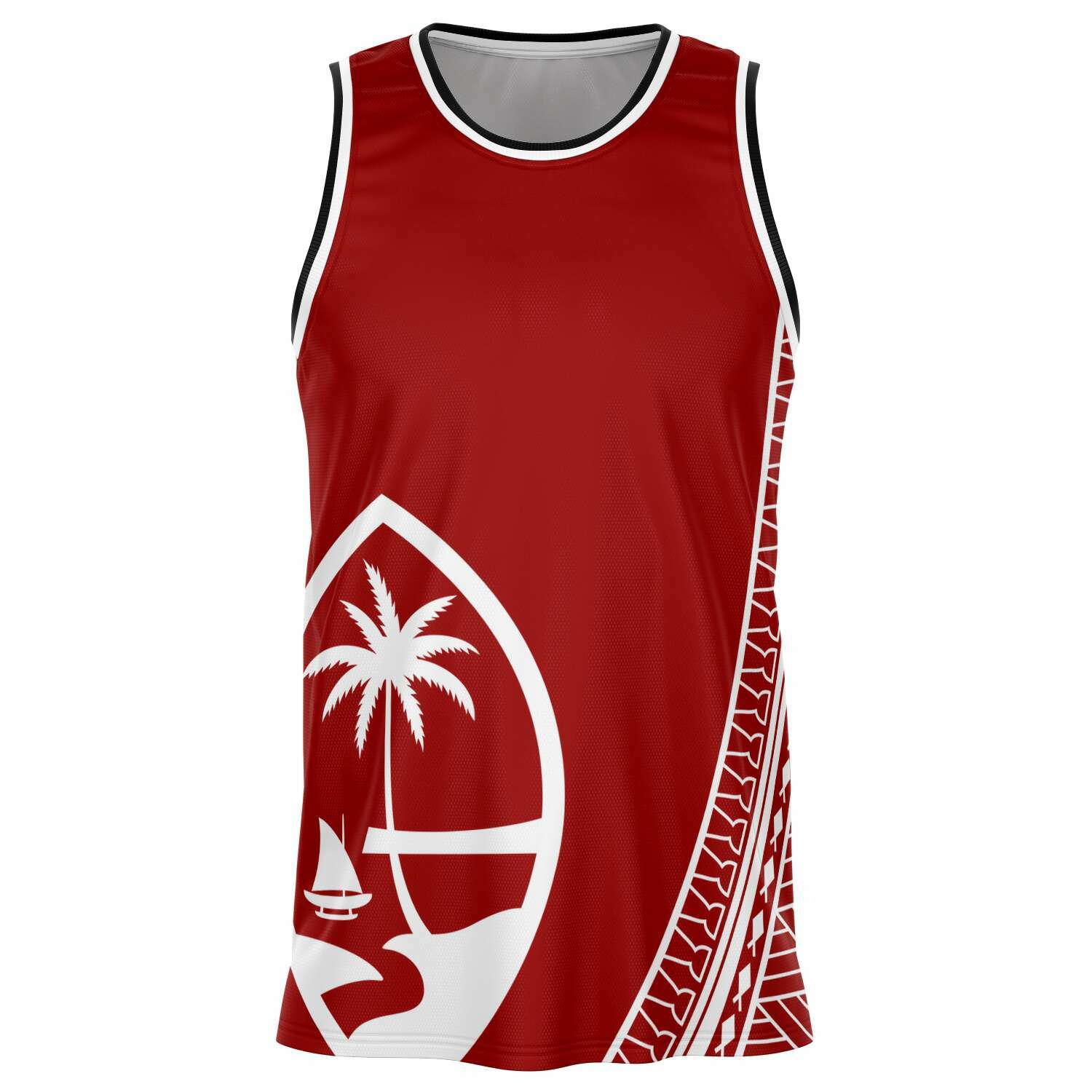 Guam Seal Tribal Red Basketball Jersey