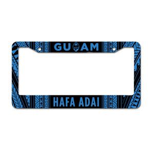 Guam Tribal Blue Aluminum License Plate Frame
