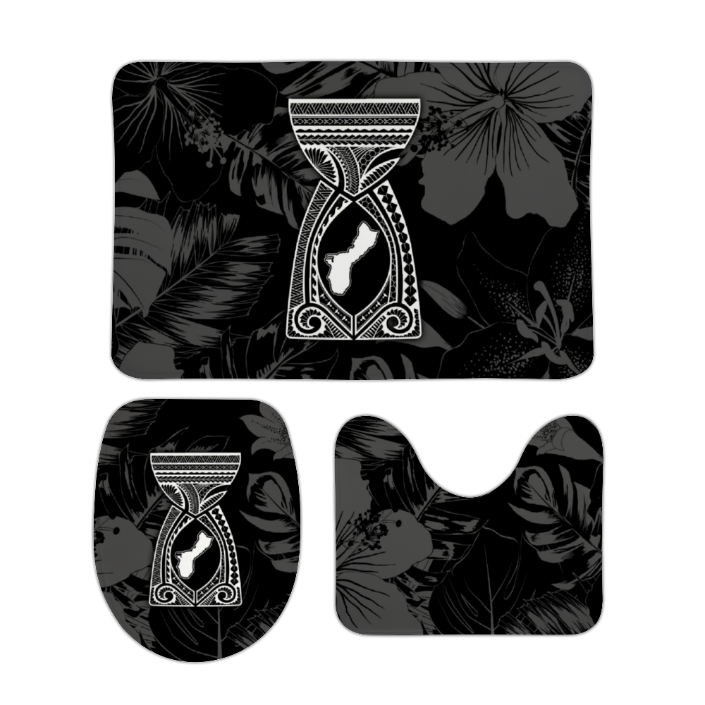 Guam Latte Stone Tribal Black 3-Piece Bathroom Mat Set